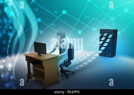 3d clerk working in the office Stock Photo