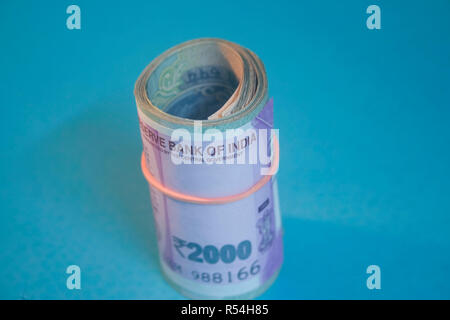 Indian currency one and five hundred one thousand rupees notes Bundle Reserve Bank Government of India show front side Stock Photo