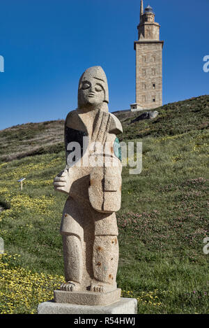 Ártabros sculptures of the Sculpture Park of the Tower of Hercules, work of Arturo Andrade in the city of A Coruña, Galicia, Spain Stock Photo