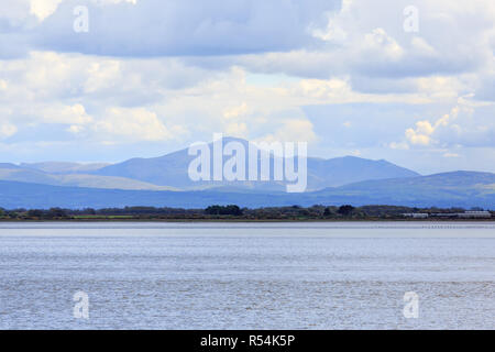 Veiw over the Solway Firth Scotland towards Skiddaw mountain Cumbria Stock Photo