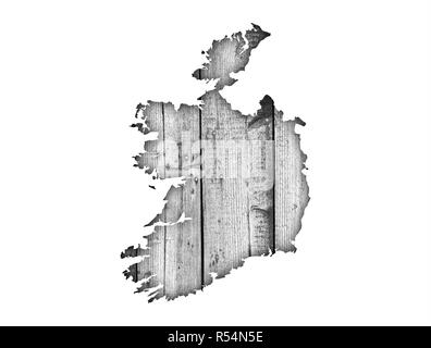 Map of Ireland on weathered wood Stock Photo - Alamy