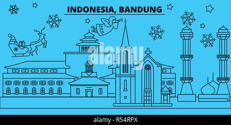 Bandung Indonesia City Skyline in Paper Cut Style with White Buildings,  Moon and Neon Garland. 17650506 Vector Art at Vecteezy