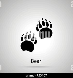 Bear paws, steps imprints, simple black silhouette Stock Vector