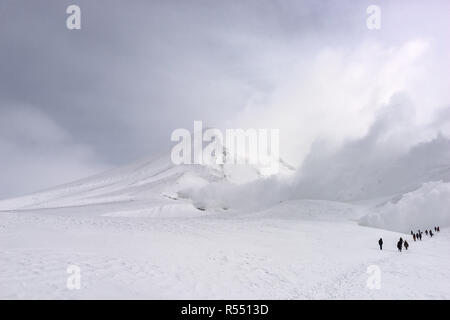 Mt. Asahi, Hokkaido, Japan volcanic peak in Daisetsuzan National Park during winter season. Stock Photo