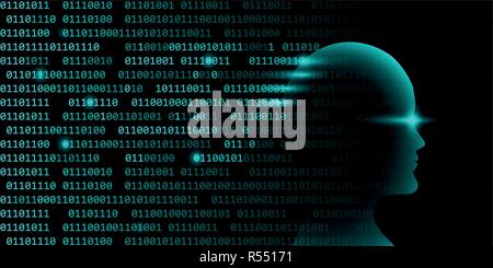 male artificial intelligence technology concept with binary code vector illustration EPS10 Stock Vector