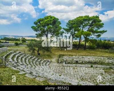 Greek ancient theatre in Sicily Stock Photo