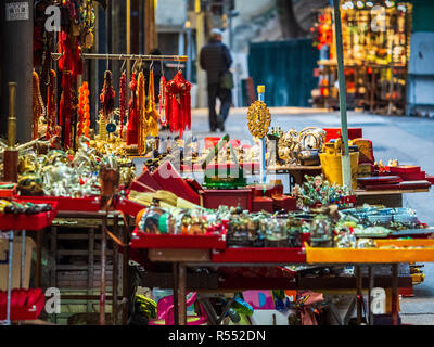 Cat Street Hong Kong - Antiques Market in Upper Lascar Row or Cat Street, off Hollywood Road Hong Kong Stock Photo