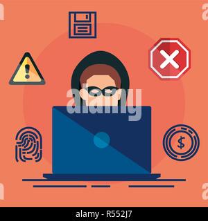 data center security with laptop vector illustration design Stock Vector