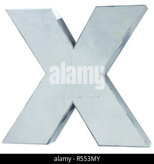 Concrete Capital Letter - X isolated on white background . 3D render Illustration Stock Photo