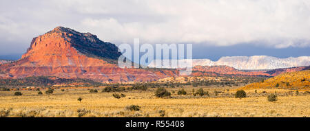 Storm Brewing Sun Hits Red Rock Walls Grand Staircase-Escalante National Monument Stock Photo