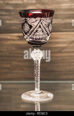 Close up of red hand cut lead crystal glass, germany Stock Photo