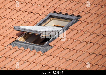 Roof with vasistas or velux windows . Stock Photo