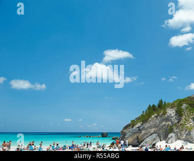 People on beach landscape view. Tropical tourism theme Stock Photo