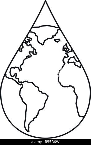 Earth water drop icon. Outline illustration of earth water drop vector icon for web design isolated on white background Stock Vector