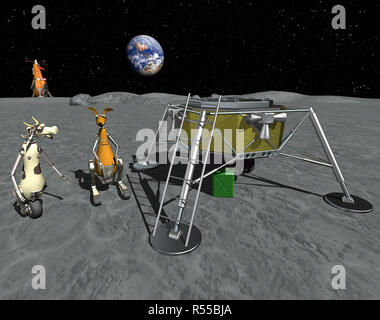 cartoon moon landing Stock Photo