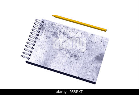 notepad in spiral binding with pencil Stock Photo