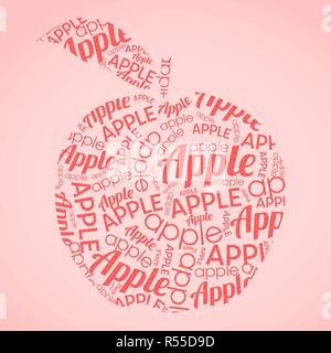 apple shape made of letters, vector illustration Stock Vector