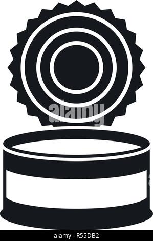 Canned food, opened simple vector line icon. Symbol, pictogram, sign ...