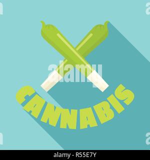 Cannabis cigar logo. Flat illustration of cannabis cigar vector logo for web design Stock Vector