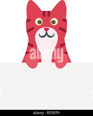Cute red cat icon. Flat illustration of cute red cat vector icon for web design Stock Vector