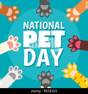 National pet day paw concept background. Flat illustration of national pet day paw vector concept background for web design Stock Vector