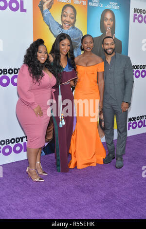 Amber Riley, Tiffany Haddish, Tika Sumpter and Omari Hardwick attend 'Nobody's Fool' New York Premiere at AMC Lincoln Square Theater on October 28, 20 Stock Photo