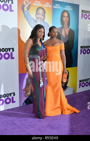 Tiffany Haddish and  Tika Sumpter attend 'Nobody's Fool' New York Premiere at AMC Lincoln Square Theater on October 28, 2018 in New York City. Stock Photo