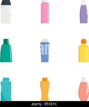 Cream bottle icon set. Flat set of 9 cream bottle vector icons for web design Stock Vector