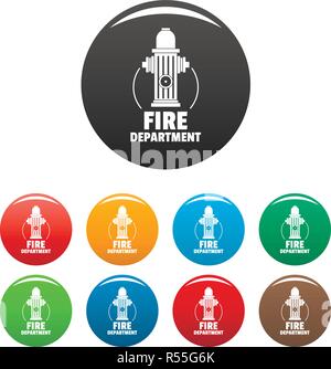 Fire department icons set 9 color vector isolated on white for any design Stock Vector