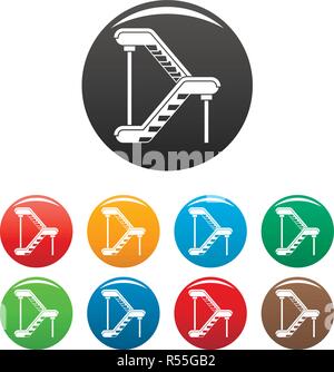 Double escalator icons set 9 color vector isolated on white for any design Stock Vector