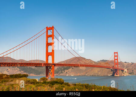 famous Golden Gate Bridge, San Francisco at afternoom, USA Stock Photo