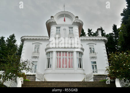 Trabzon, Turkey - September 7, 2018. Exterior view of Ataturk Mansion in Trabzon. Stock Photo