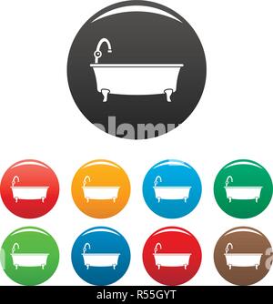 Bathtube icons set 9 color vector isolated on white for any design Stock Vector