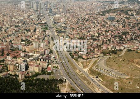 Aerial view over Pendik suburb of Istanbul Stock Photo