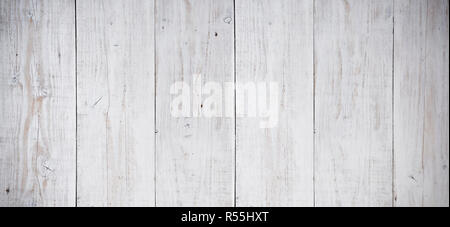 Panoramic white wooden plank Stock Photo