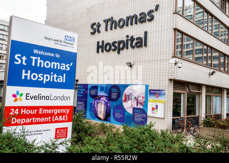 London England,UK,Lambeth South Bank,St. Thomas Hospital,Evelina London Children's Hospital,emergency department,exterior,welcome sign,UK GB English E Stock Photo