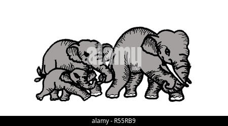 elephant animals mammal illustration Stock Photo