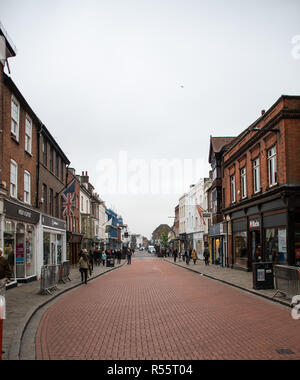 Chichester, United Kingdom - October 06 2018:   A view of the shops and shoppers along South Street Stock Photo