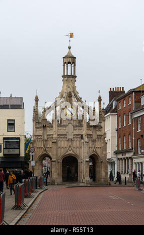 Chichester, United Kingdom - October 06 2018:   The 15th Century Market Cross in the Centre of Chichester at the junction between West St, East St, No Stock Photo