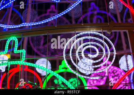 Detail of some led lights on a modern christmas tree, Valencia, Spain Stock Photo
