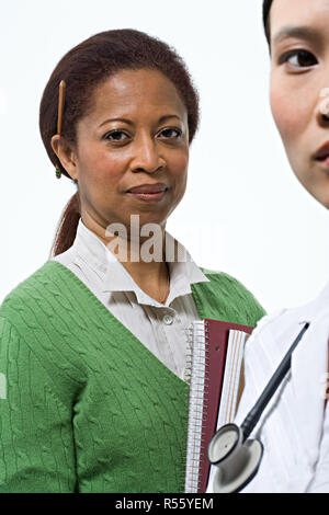 Portrait of a teacher and a nurse Stock Photo