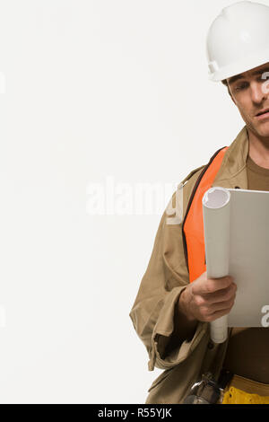 Builder, engineer, architect confuse at work. Confusing concept. Men ...