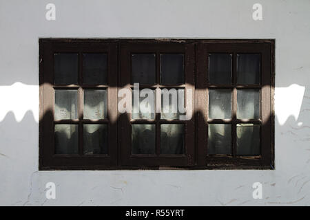 rustic white wall wood window texture Stock Photo