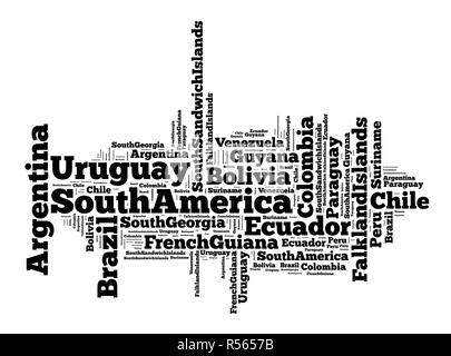 Word cloud of South American countries Stock Photo