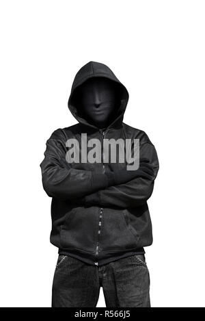 Portrait of man wearing anonymous mask Stock Photo