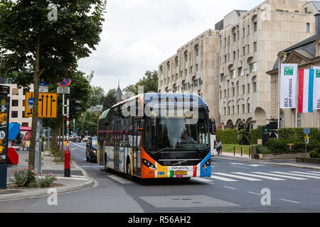 Luxembourg City, Luxembourg.  City Bus on Grande Rue. Stock Photo