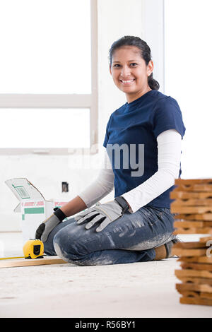 Portrait of female builder Stock Photo