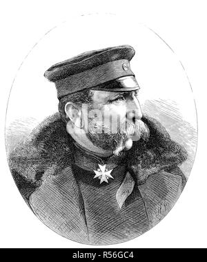 Lieutenant-General von Treskow I. Commander of the Siege Corps of Belfort, German-French War 1870/1871, woodcut, France Stock Photo