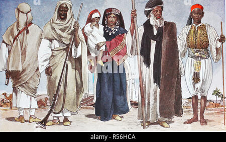 Clothing, historical fashion in Africa, Egypt, illustration, Egypt Stock Photo