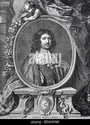 Jean-Baptiste Colbert, Marquis de Seignelay, August 29, 1619, September 6, 1683, woodcut, France Stock Photo